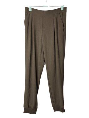 La Classe Couture Womens Jogger Pants Size S Green Pleated 2 Pockets Elastic Wai